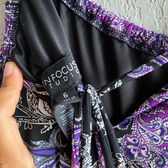 Enfocus Studio Maxi dress, spaghetti strap size 6,spandexblack, purple and white - Picture 4 of 4
